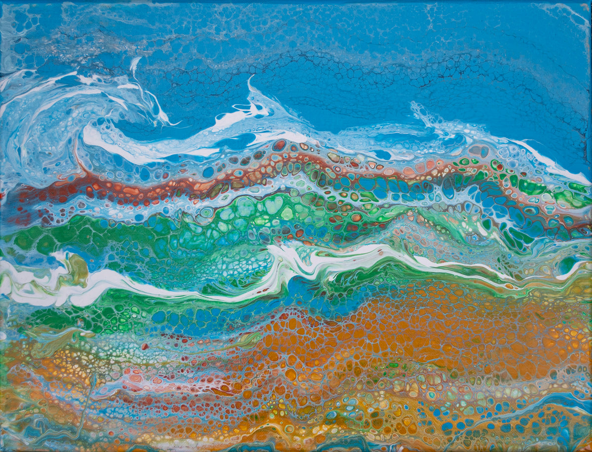 Dolphins - acrylic pour painting by Pauline Hynds Bari