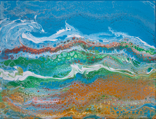 Dolphins - acrylic pour painting by Pauline Hynds Bari