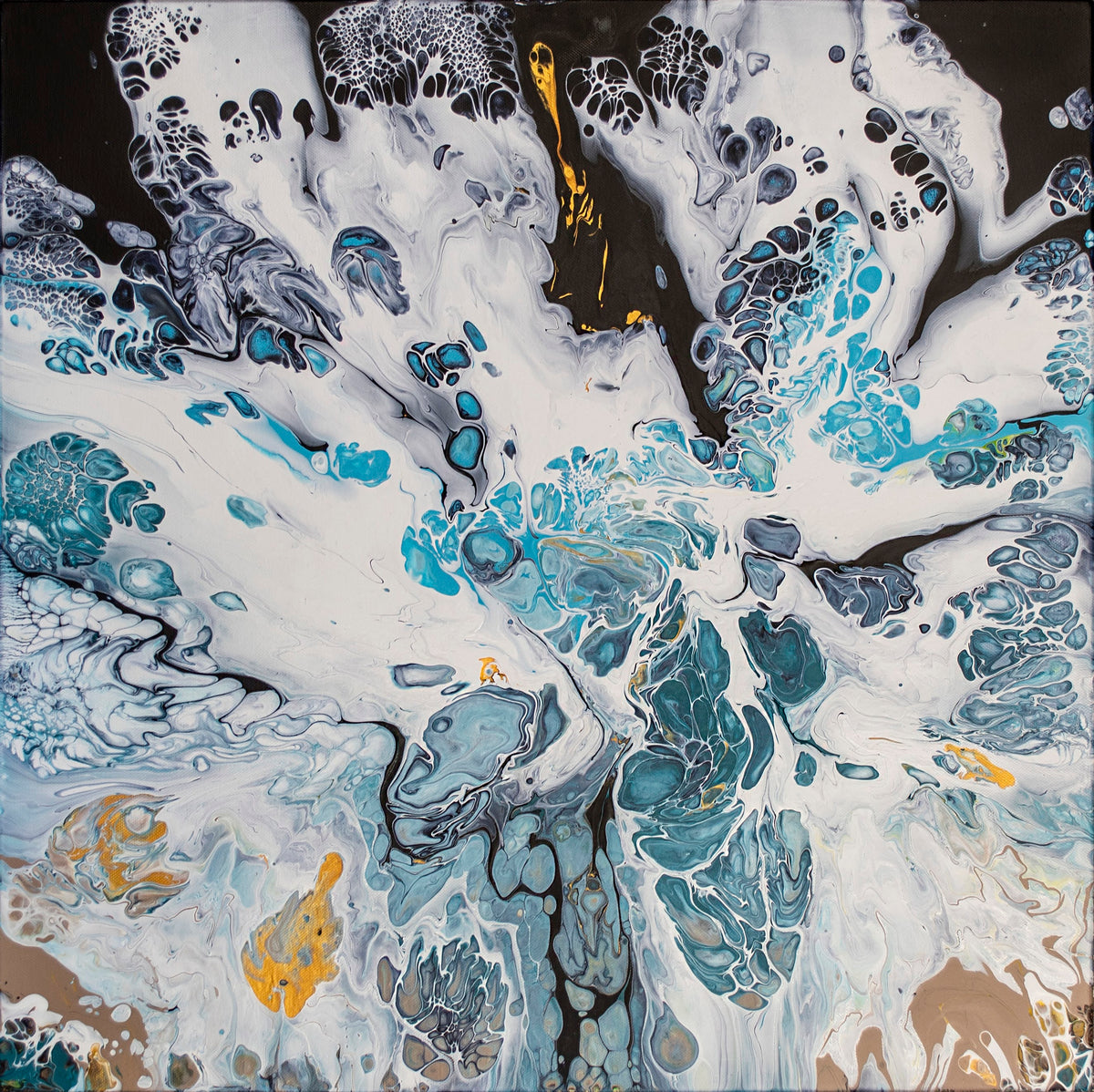 Inside the Wave - acrylic pour painting by Pauline Hynds Bari