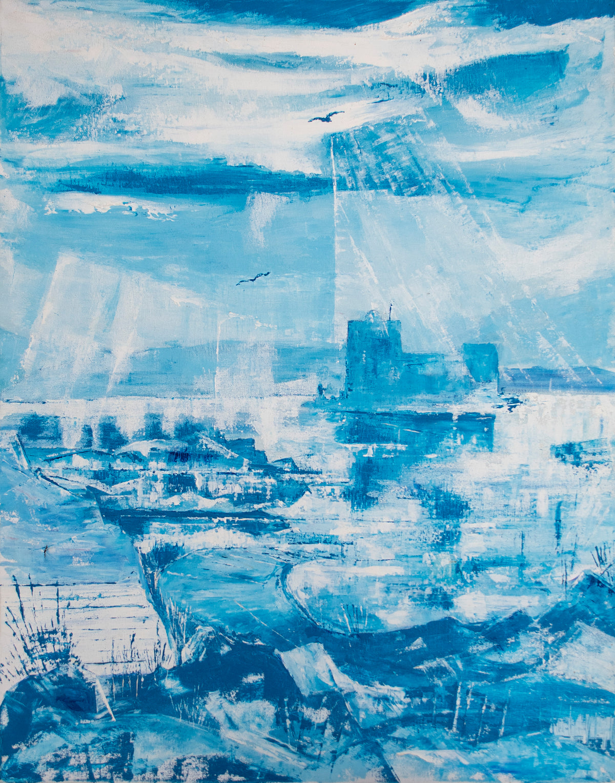 Kisimul Castle in Blue - oil painting by Pauline Hynds Bari