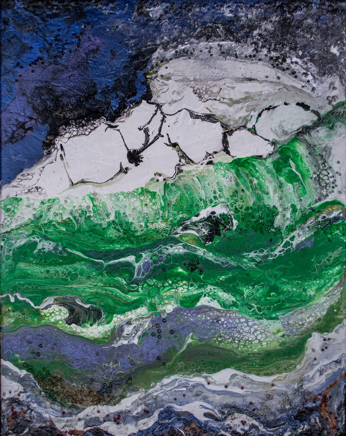 Mermaid - acrylic pour painting by Pauline Hynds Bari