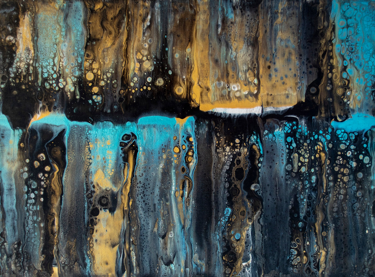 Night Reflections - acrylic pour painting by Pauline Hynds Bari