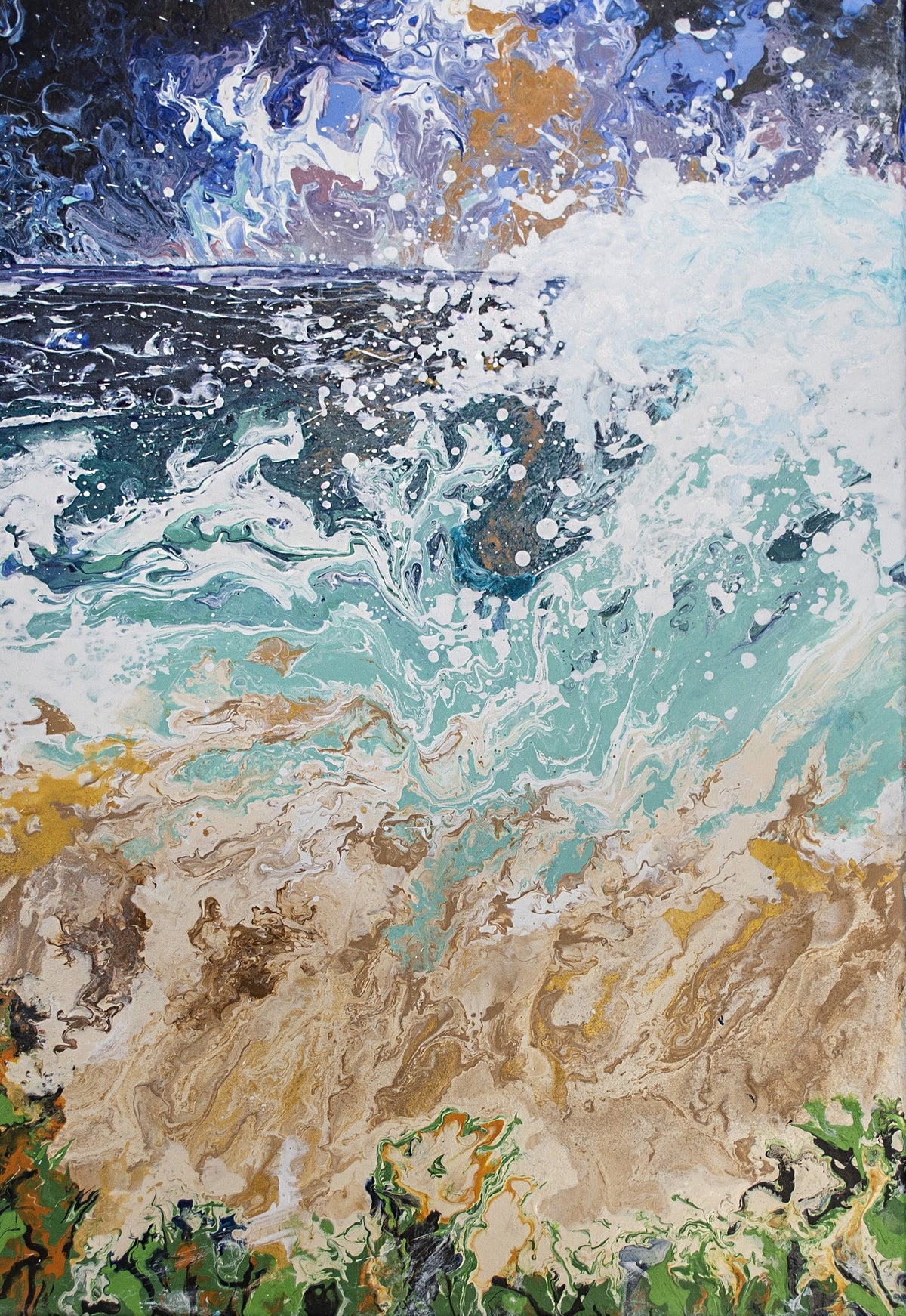 Stormy Day in Vatersay - acrylic pour painting by Pauline Hynds Bari